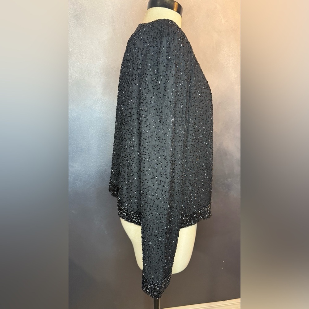 Vintage Sténay 100% Silk Beaded Jacket/Cardigan - Picture 7 of 13